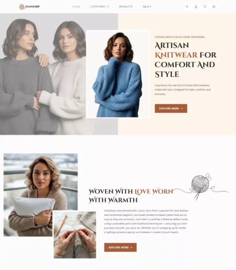 HandLoop Reliable & Trendy Knitwear eCommerce Template
